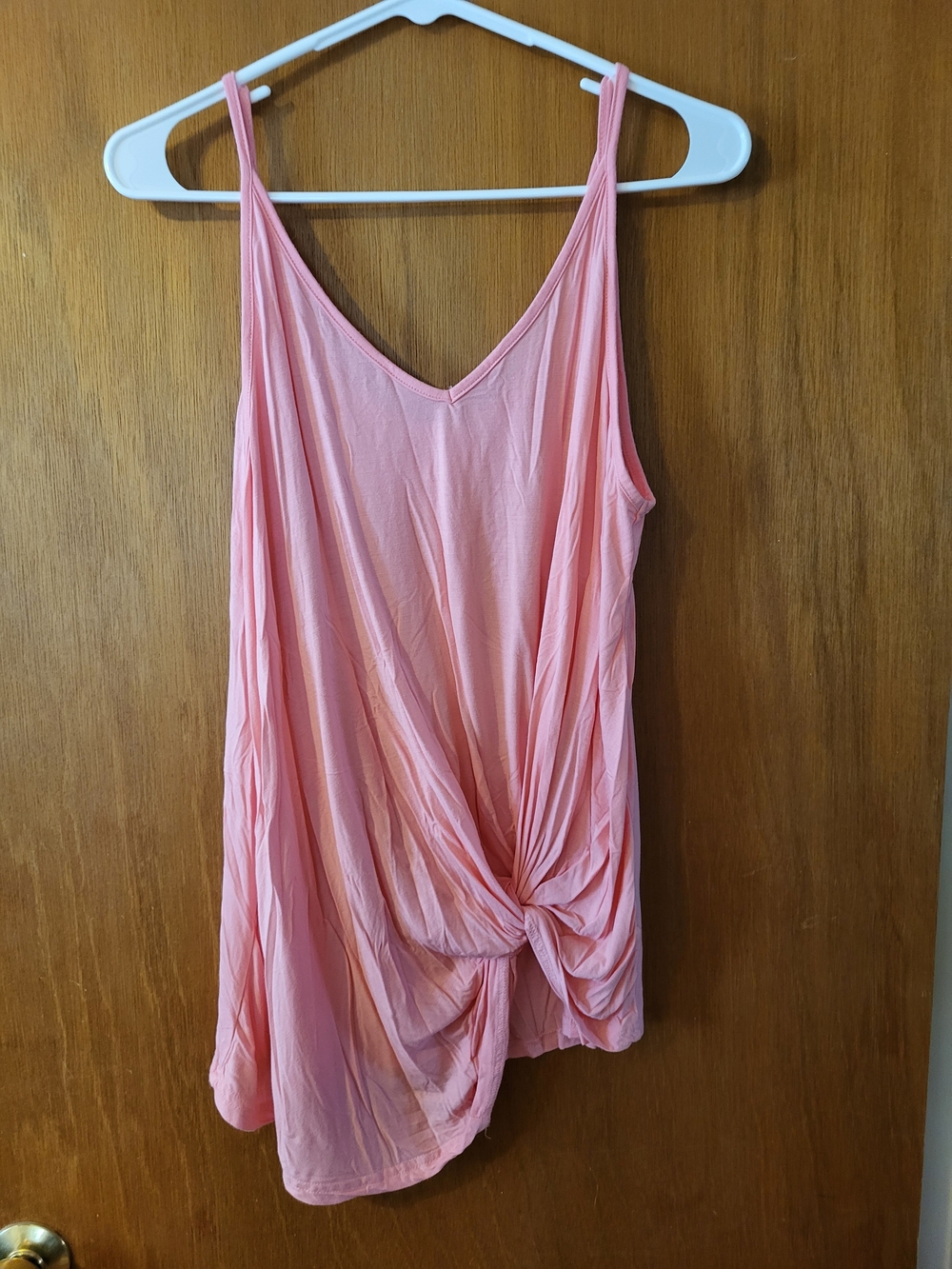 Light Pink Knotted Front Sleeveless Tank Top